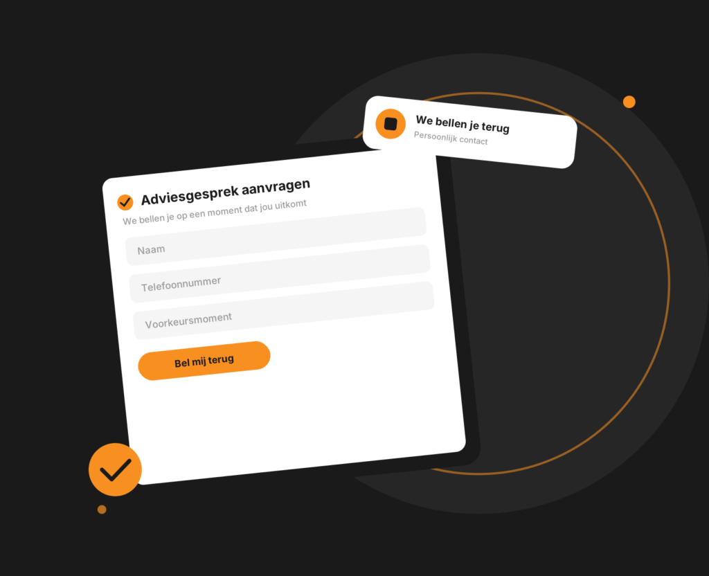 Tablet-mockup met aanvraagformulier voor een gratis adviesgesprek met Uw mediacampagne
