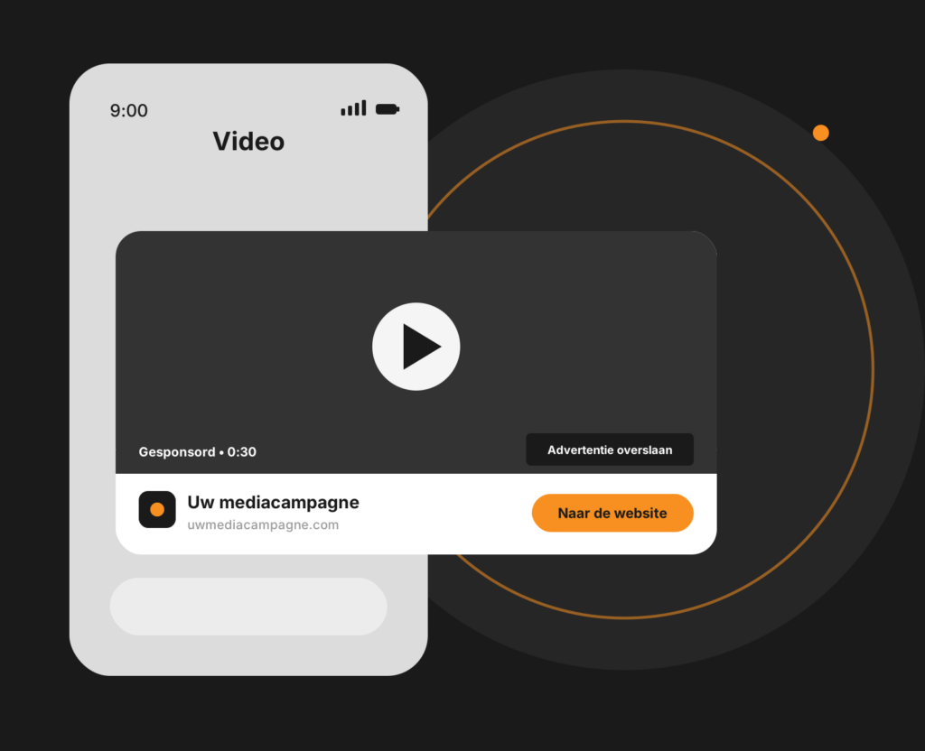 Dashboard-mockup van video-advertising met videocampagnes, weergaven en resultaten